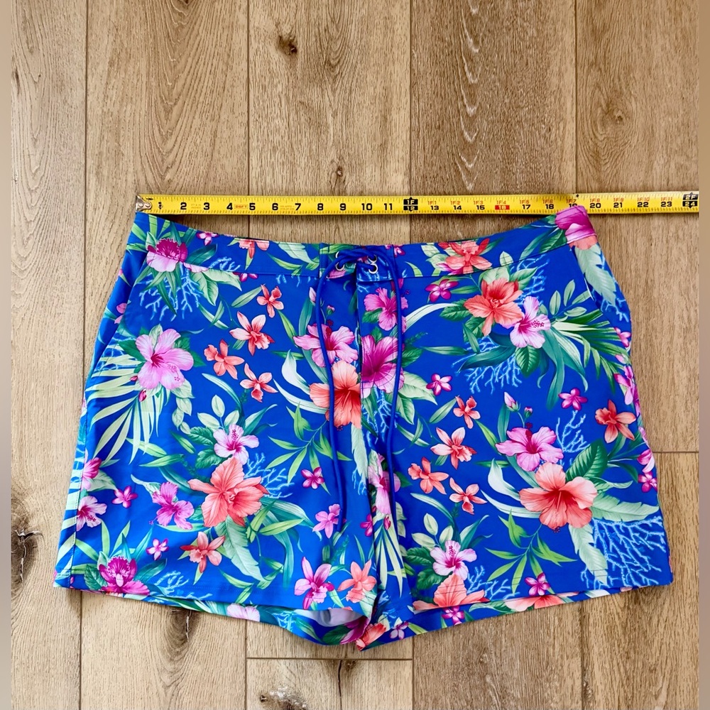 Tommy Bahama Blue-Pink Floral Board Swim Shorts - Picture 4 of 5